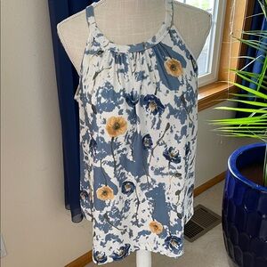 Floral Halter Neck Top - Blue and Yellow